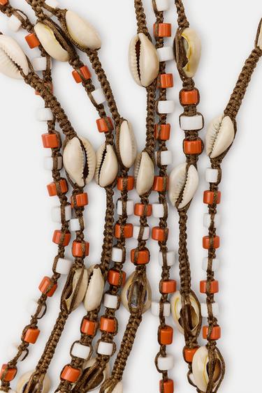 SHELL AND BEAD CORD BELT - Brown by Zara - Image 4