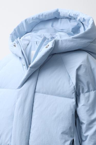 50% 페더 50% 다운 워터 프루프 패딩 파카 - Zara 라이트 블루