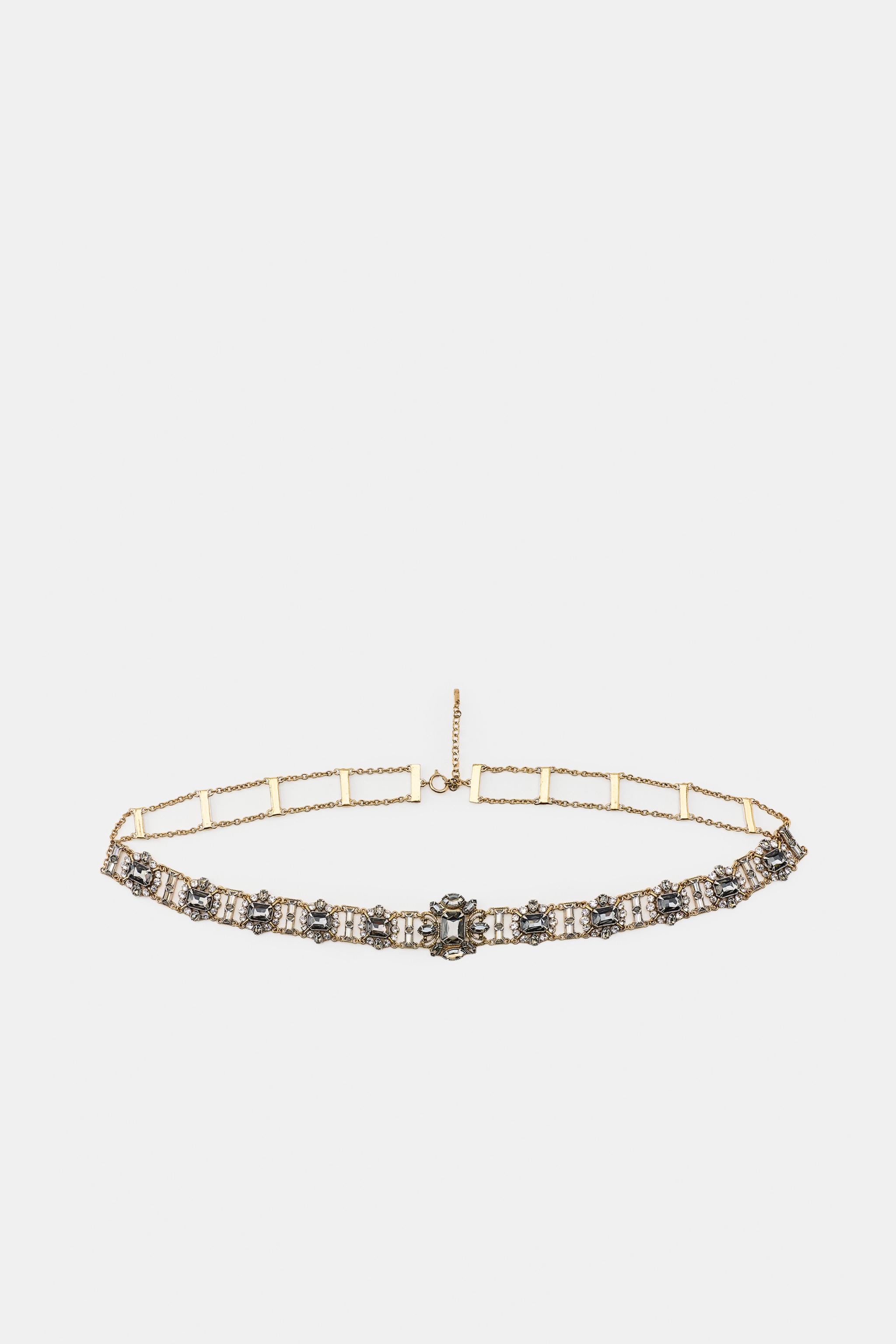 METAL JEWEL BELT — Golden