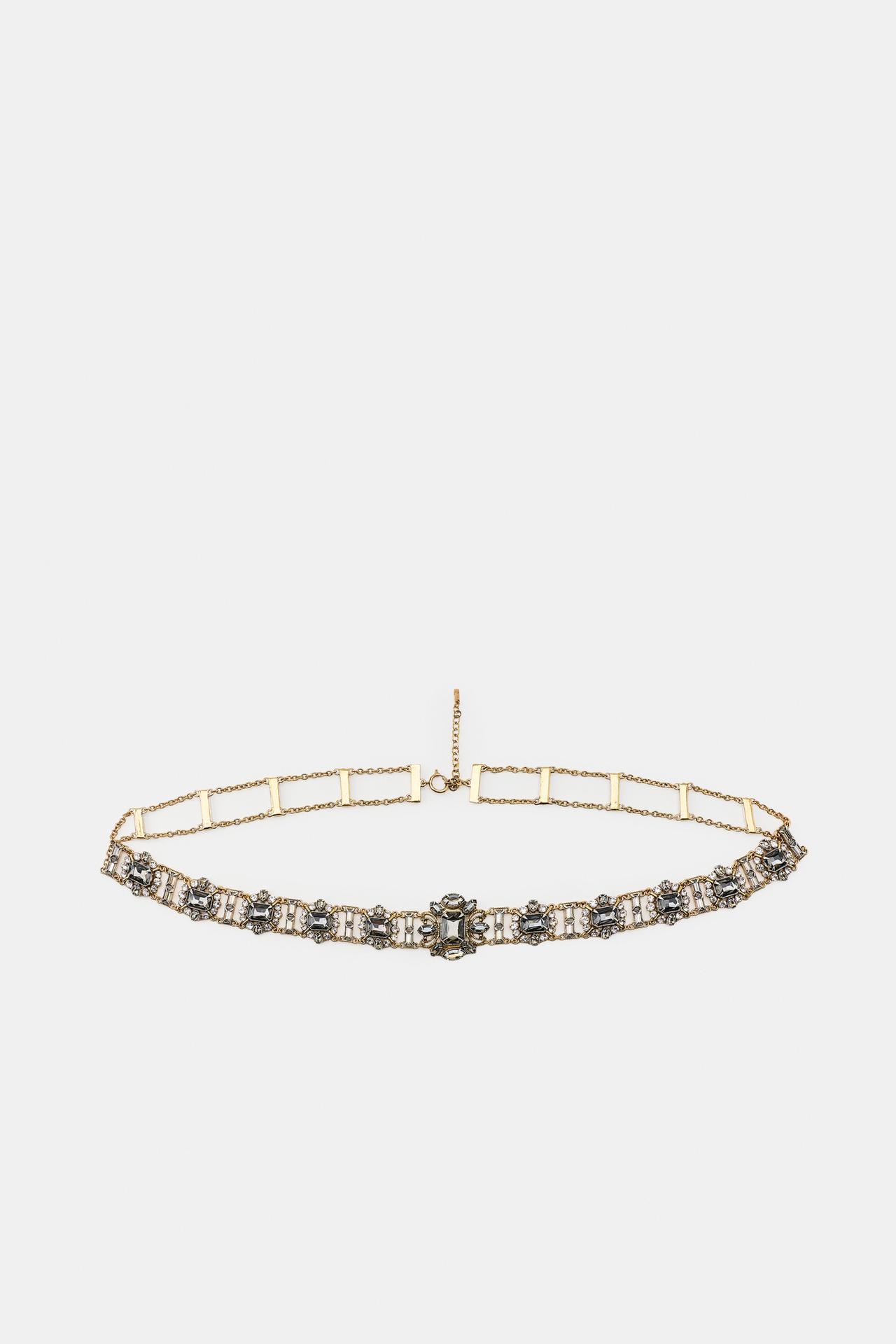 METAL JEWEL BELT — Golden