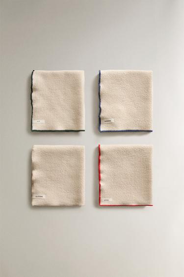 PACK OF WAFFLE-KNIT TEA TOWELS (PACK OF 4) - Cream by Zara - Image 0