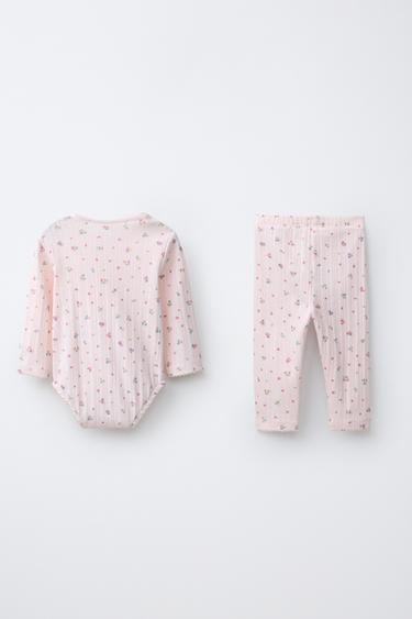FLORAL BODYSUIT AND LEGGINGS SET - Pink by Zara - Image 1