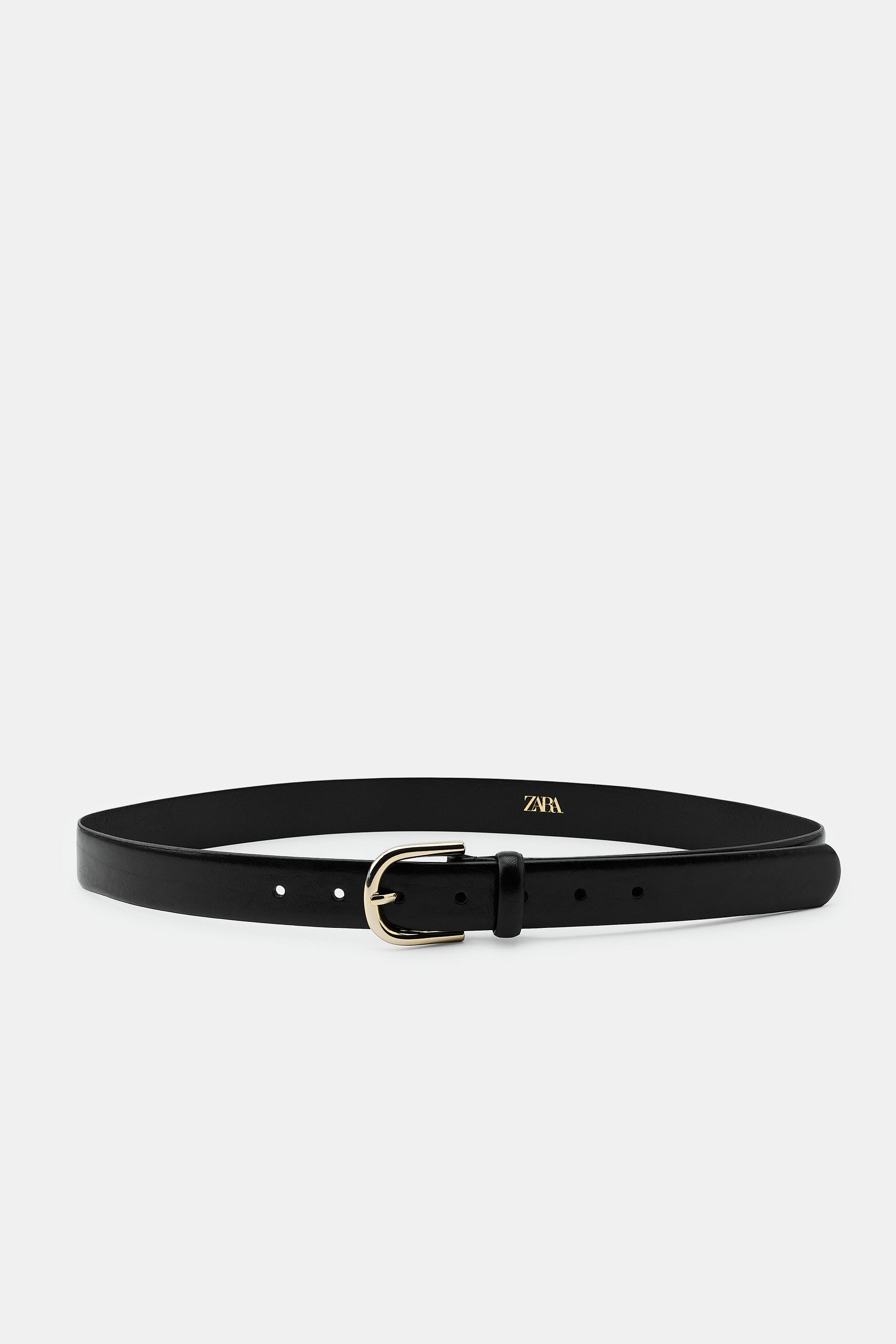 Zara Oval-Buckle Leather Belt 100% LEATHER BELT WITH OVAL BUCKLE - Brown | ZARA Australia main image 2
