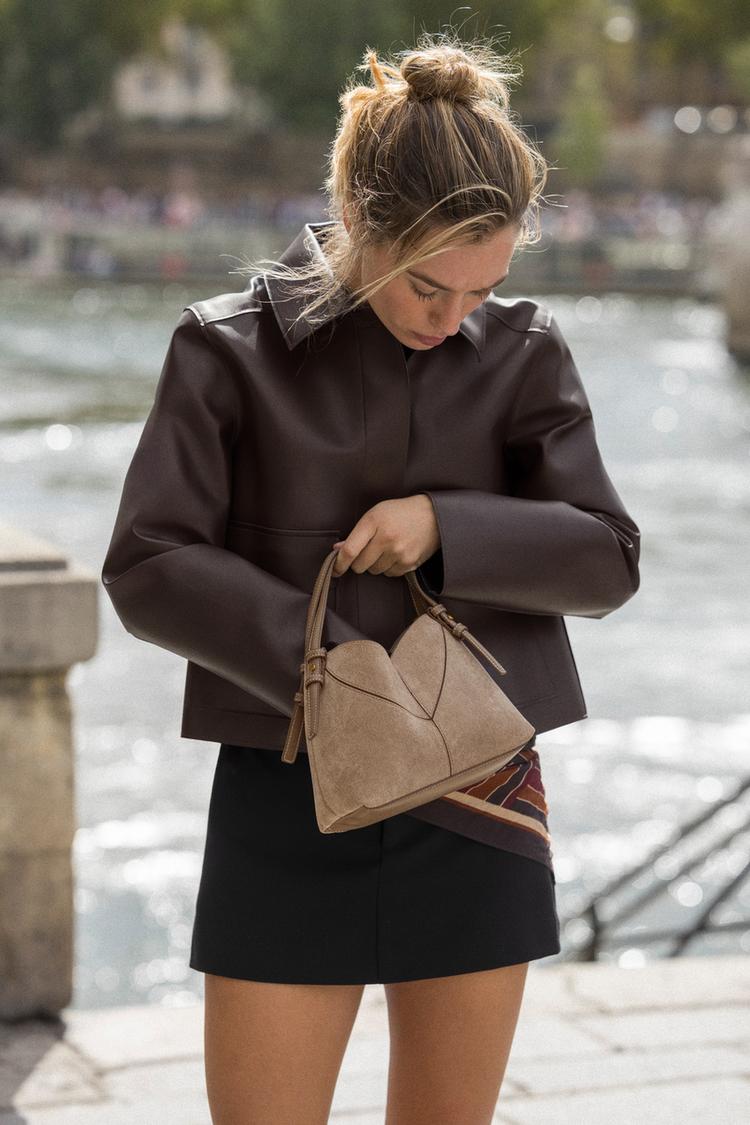 TOPSTITCH MINI TOTE BAG SAND/BROWN ZARA Ireland - Main Image