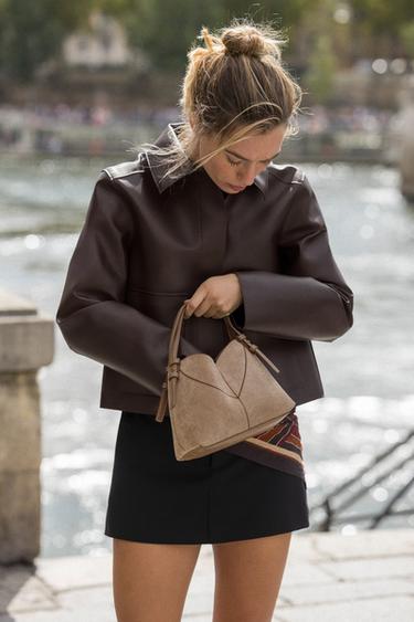 CONTRAST CANVAS MINI TOTE BAG - SAND/BROWN by Zara
