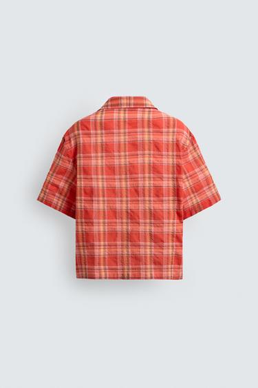 CHEMISE RELAXED FIT À CARREAUX - Orange de Zara - Image 7