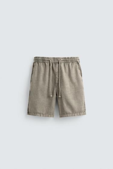 FADED RELAXED FIT BERMUDA SHORTS - Khaki by Zara