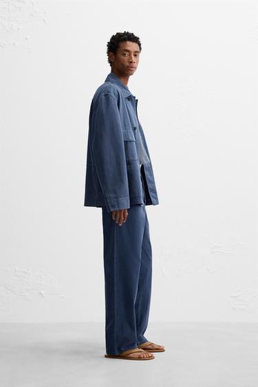 PANTALON STRAIGHT FIT DÉLAVÉ - Bleu roi de Zara - Image 3