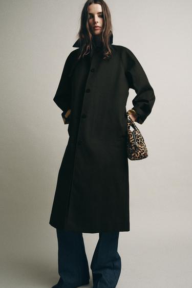 ZW COLLECTION LONG BUTTON-UP TRENCH COAT - Bleu de Zara - Image 4