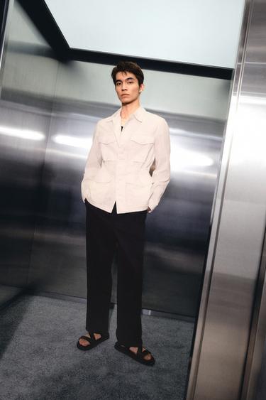 Zara 休閒版棉質長褲 - 黑色
