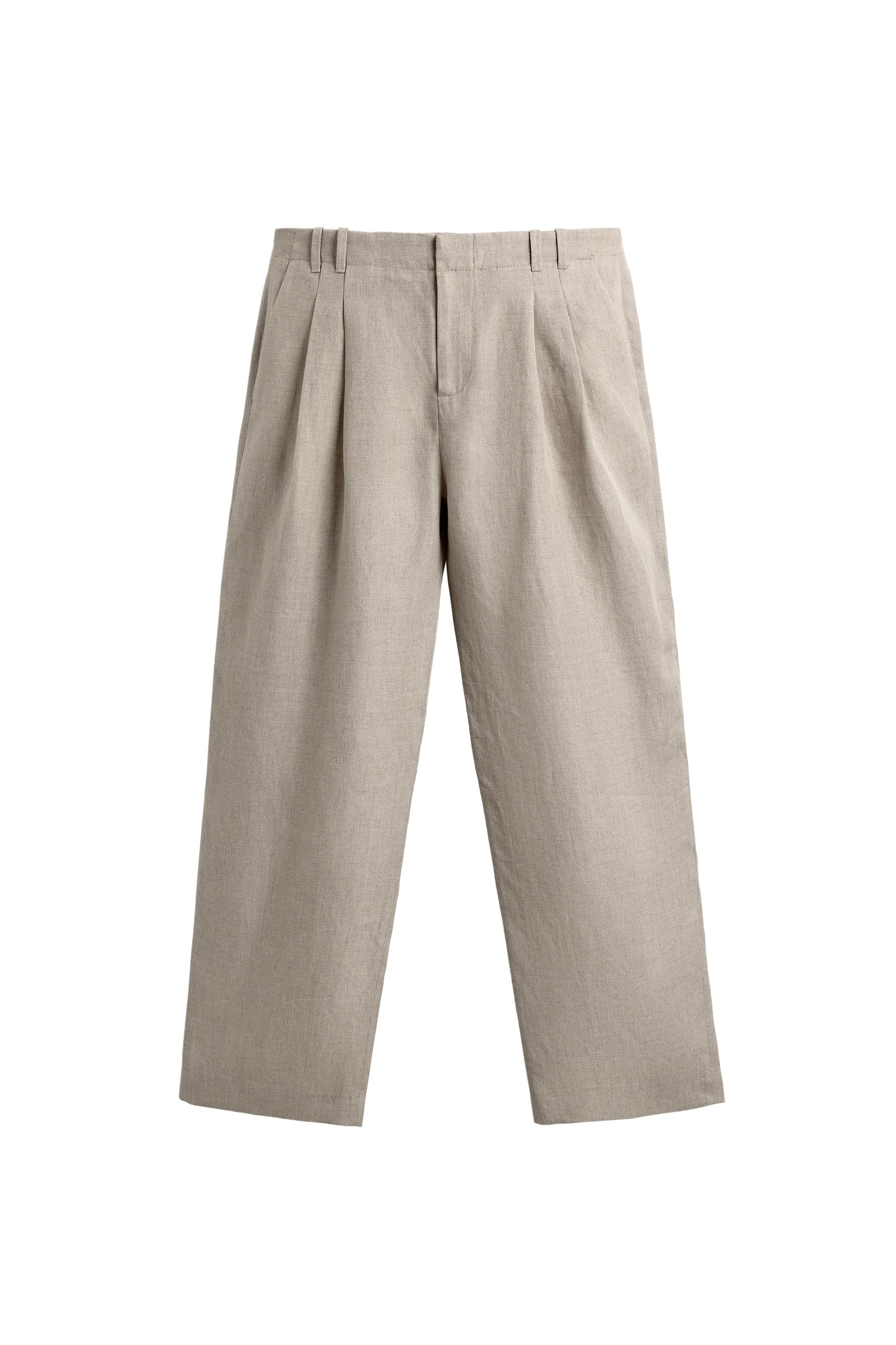 COTTON - LINEN PLEATED PANTS