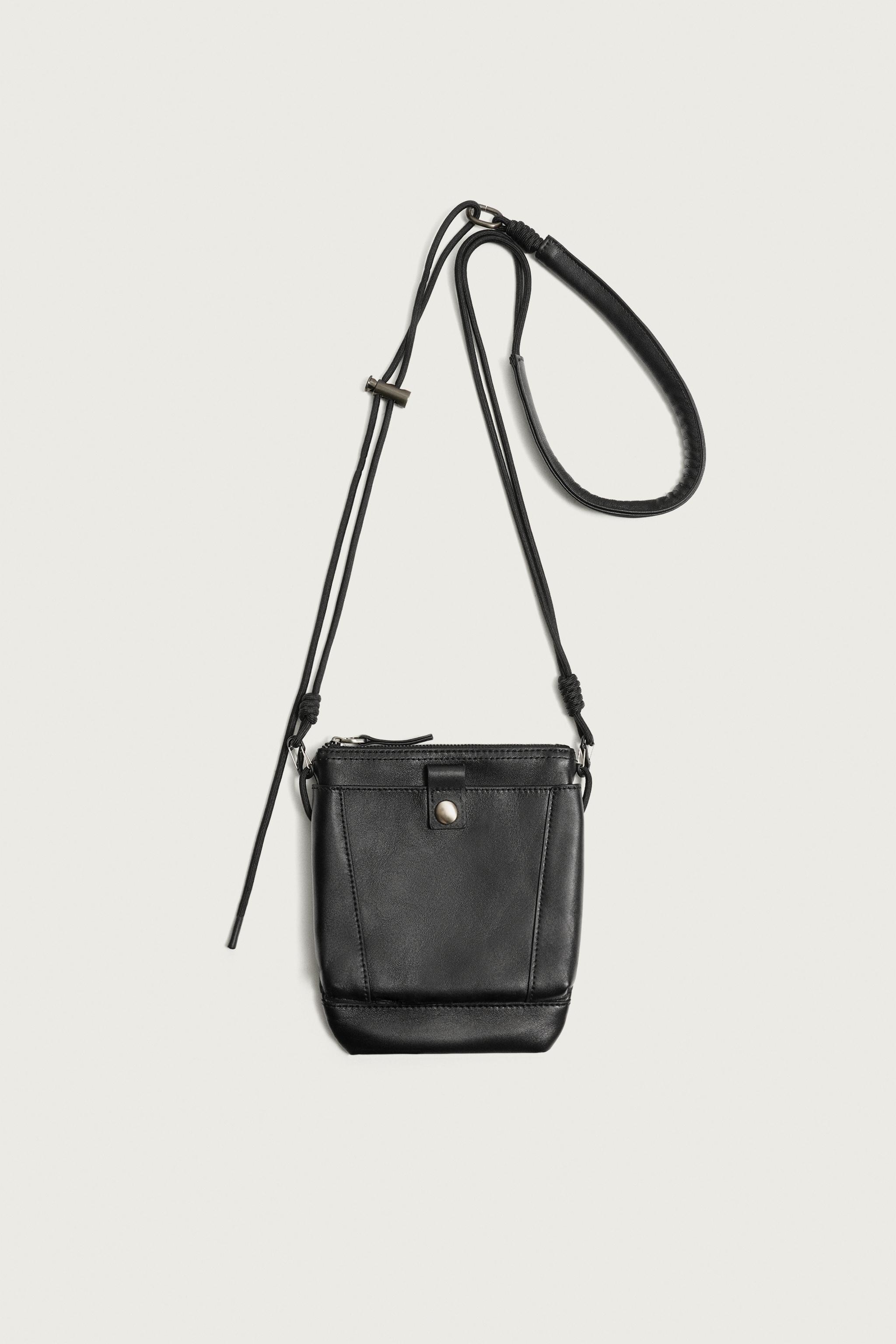 AARON LEVINE X ZARA LEATHER CROSSBODY BAG — Black