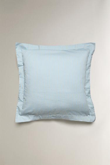 STRIPED FADED SATEEN PILLOWCASE (300 THREAD COUNT) - Blue by Zara - Image 1