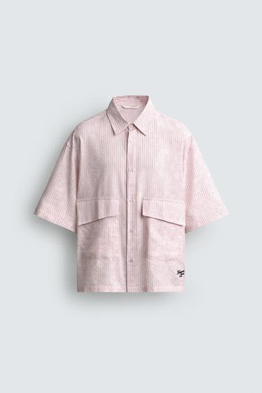 TEXTURED STRIPE JACQUARD SHIRT - Pale pink by Zara