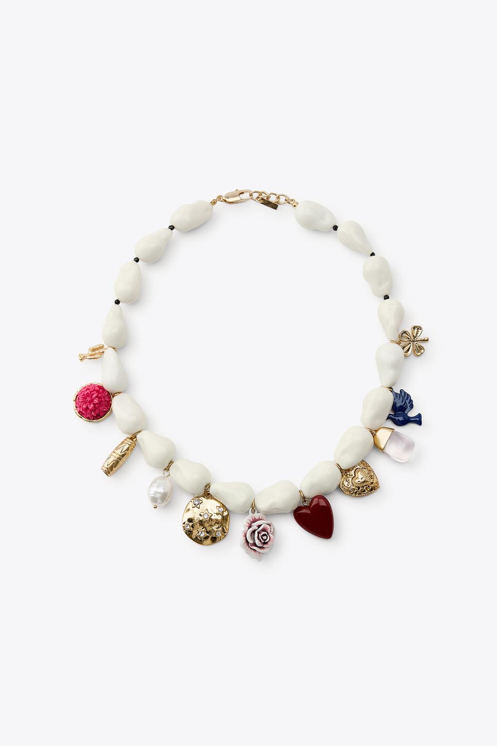Thumbnail image for NECKLACE WITH FAUX PEARLS AND CHARMS