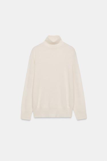 WOOL HIGH NECK JUMPER - Ecru by Zara