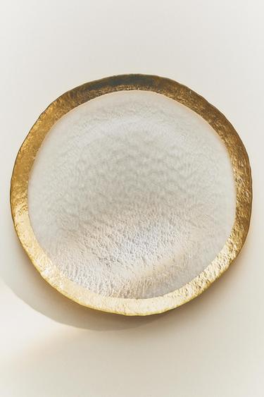 Zara GLASS SERVICE PLATE WITH RIM - Gold
