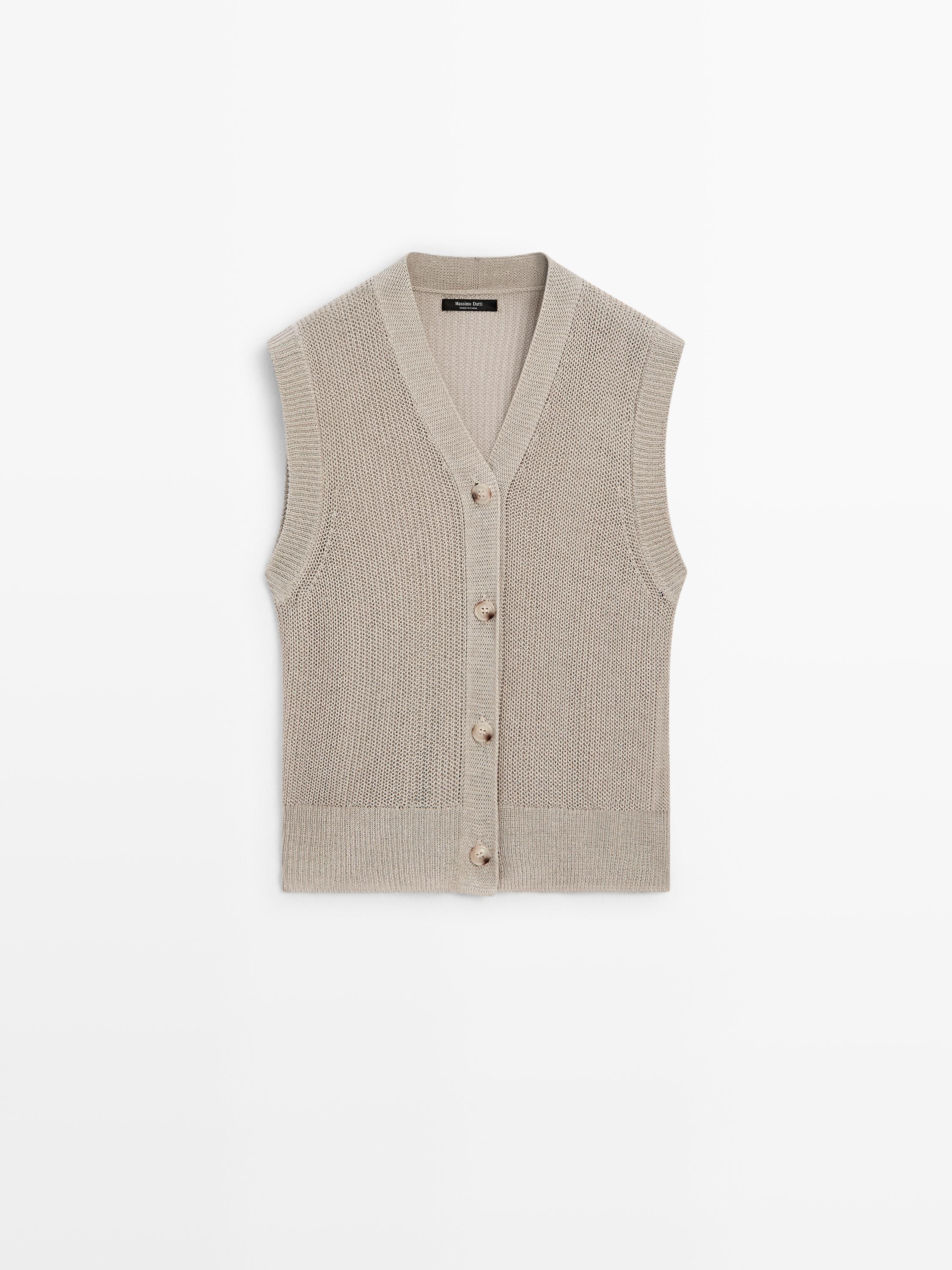 Knit vest with a high neck