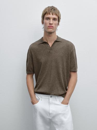 Zara Linen blend knit polo shirt - 764