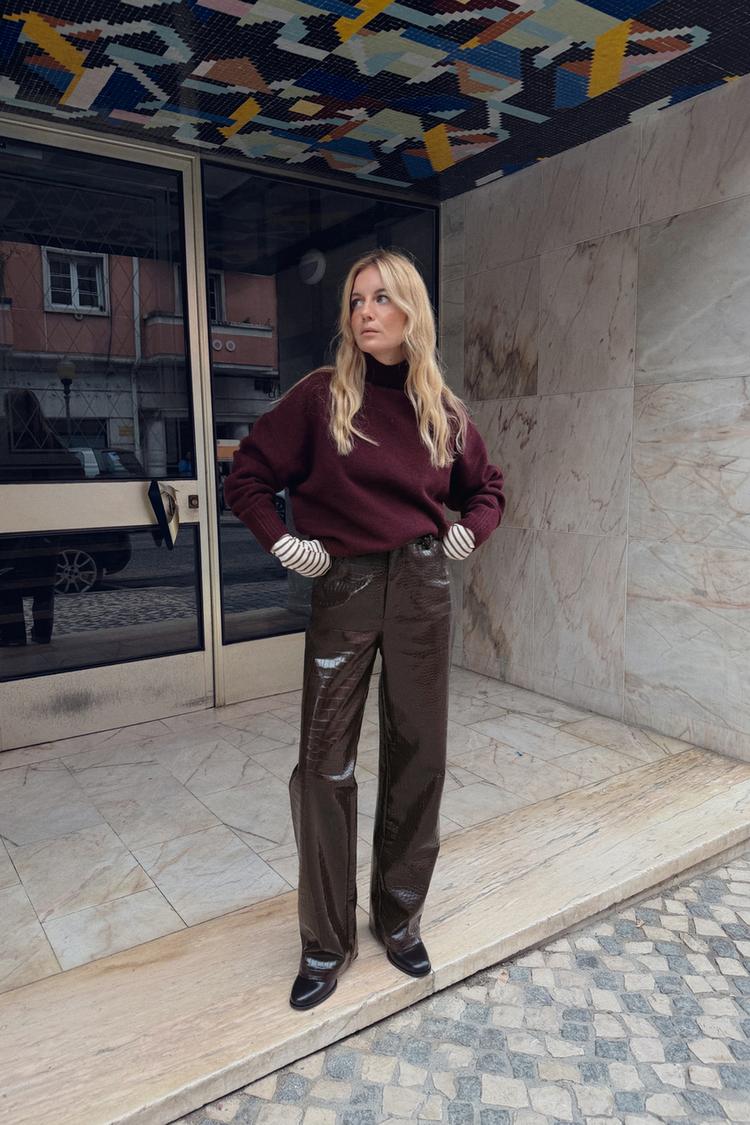 PULL EN MAILLE DOUCE À COL MONTANT Bordeaux ZARA France