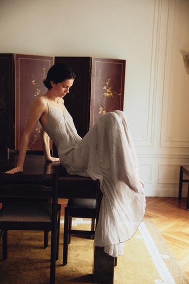 LONG 100% VISCOSE LACE DRESS - Grey by Zara - Image 4