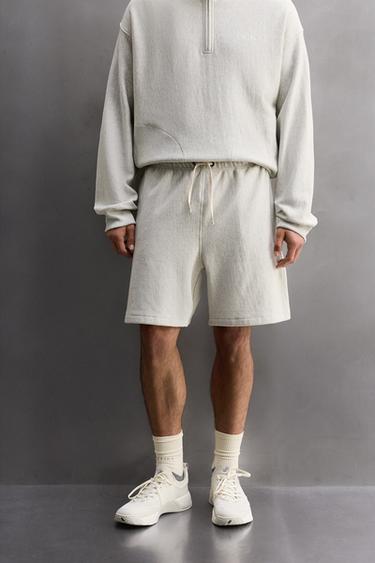 SHORT JOGGER EN COTON - Gris chiné de Zara