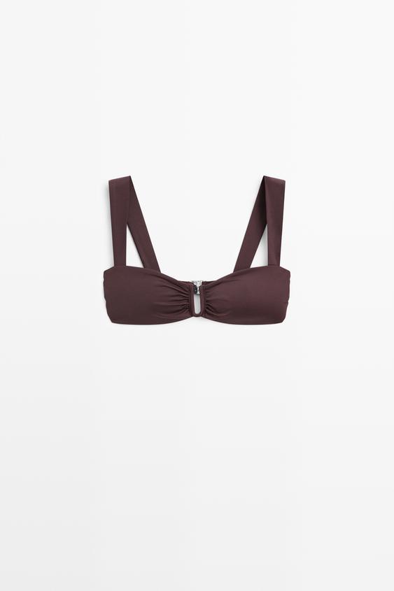 Strappy bikini top with gathered detail from Zara - $70