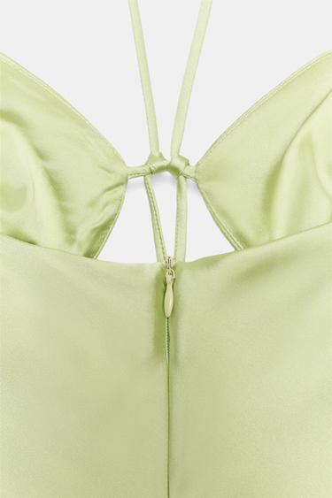 ROBE MI-LONGUE SATINÉE - Citron vert de Zara - Image 5