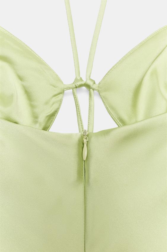 lime green dress zara Zara ZW Collection Midi Dress Crossed Straps Lime Green XS S XL 5107/042  New