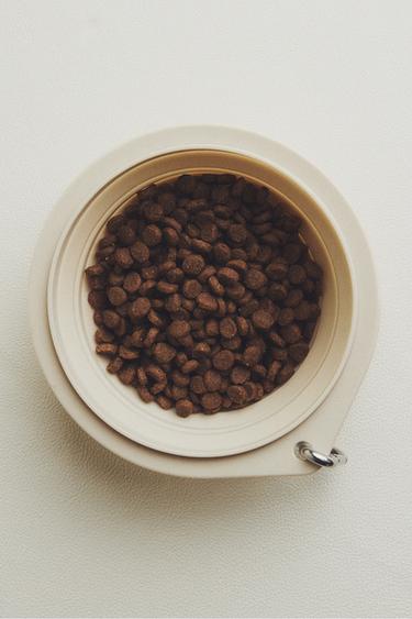 FOLDABLE SILICONE PET FOOD BOWL - Ecru by Zara