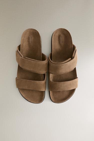 SPLIT LEATHER DOUBLE-STRAP SANDALS - Brown by Zara - Image 2