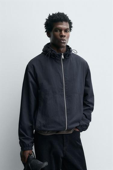 Zara LIGHTWEIGHT TECHNICAL HOODIE JACKET - Navy blue