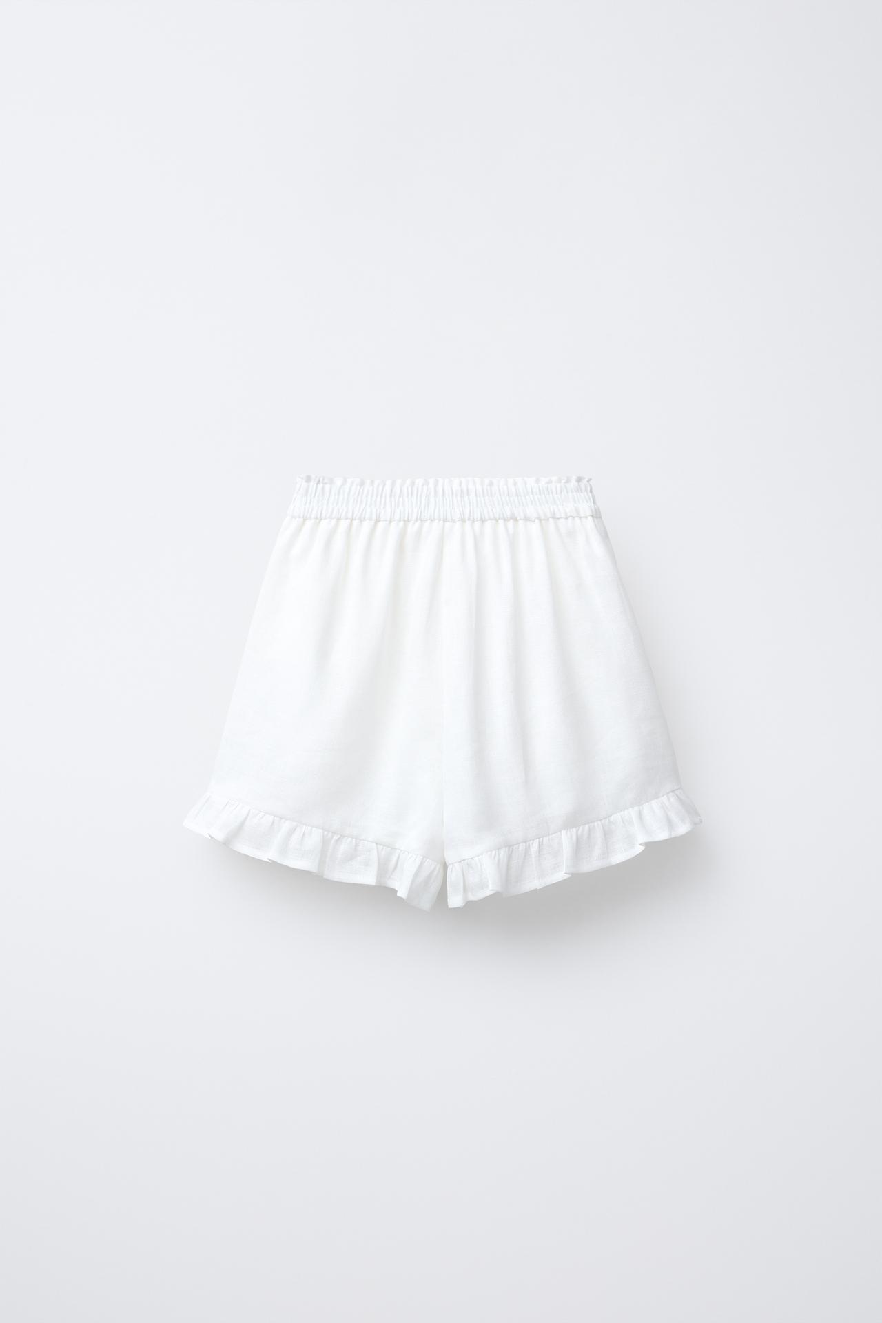 100% LINEN RUFFLED SKORT