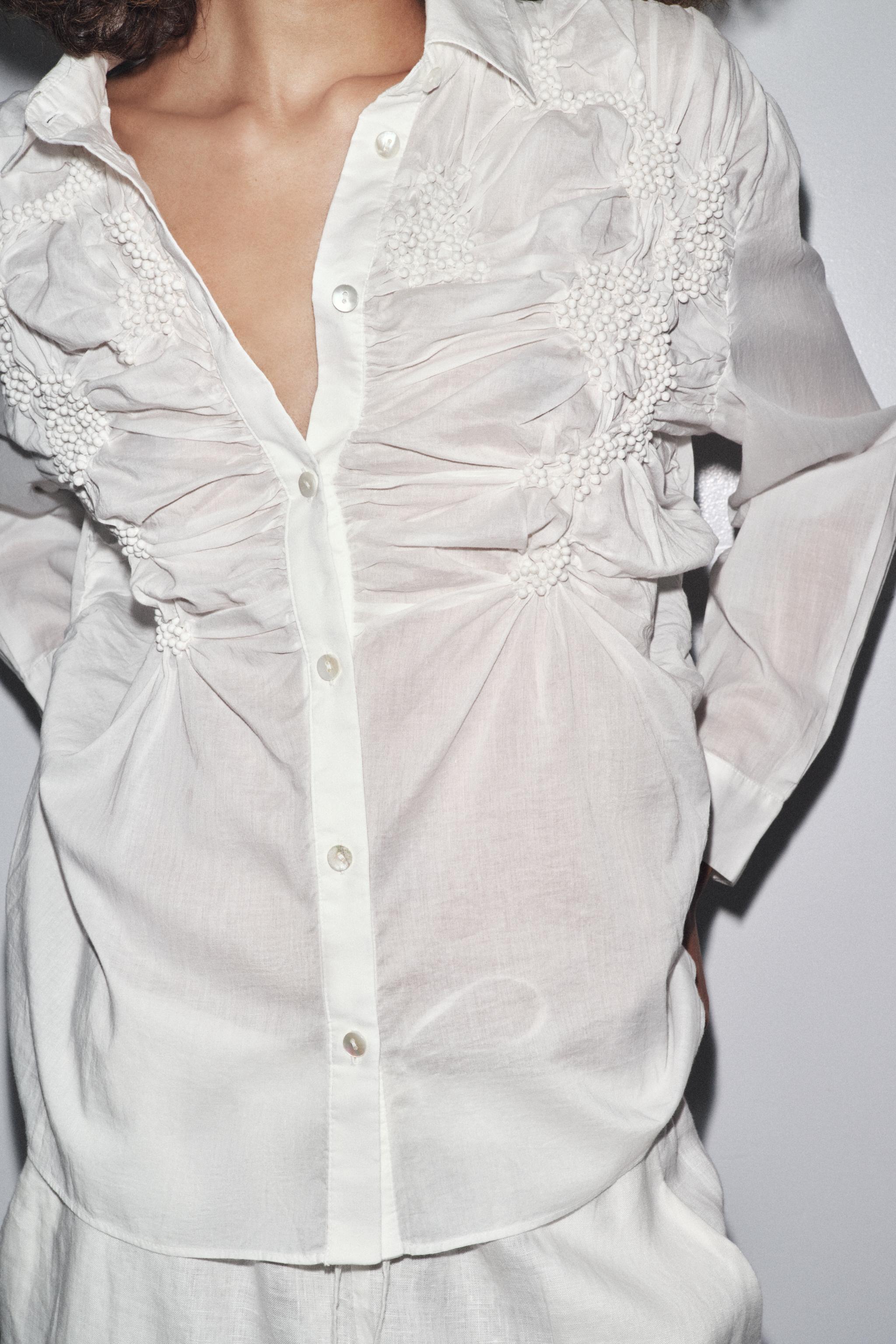 ZW COLLECTION EMBROIDERED SHIRT - White | ZARA United States