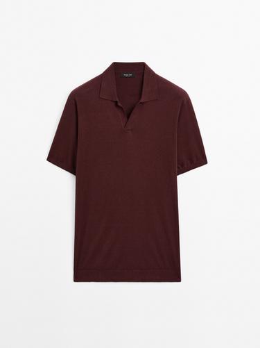 Zara Linen blend knit V-neck polo shirt - various - Image 0