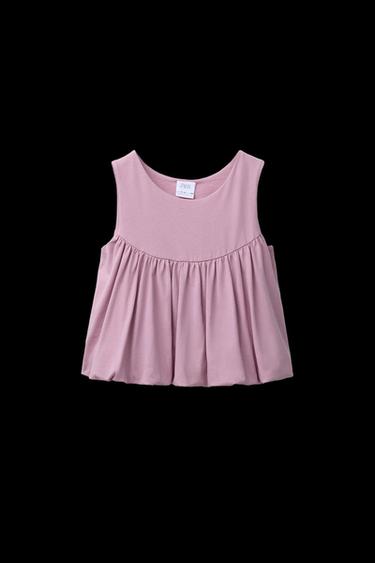 Zara PLAIN BALLOON T-SHIRT - Pink