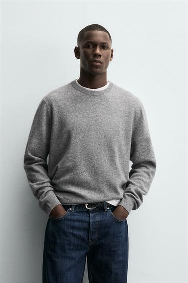 REGULAR FIT WOOL BLEND JUMPER - Grey marl by Zara