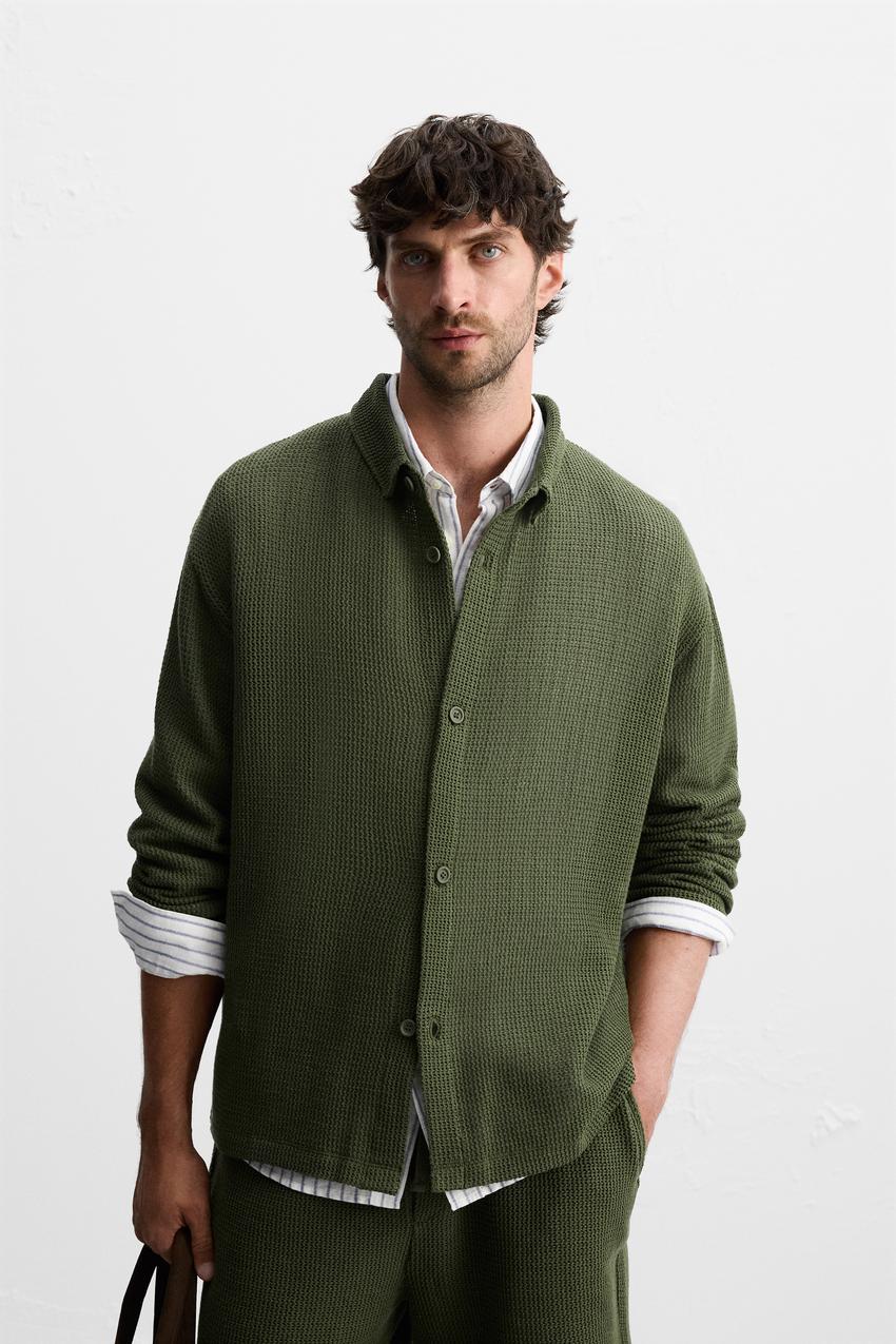 MESH TEXTURED SHIRT - Khaki | ZARA United Kingdom