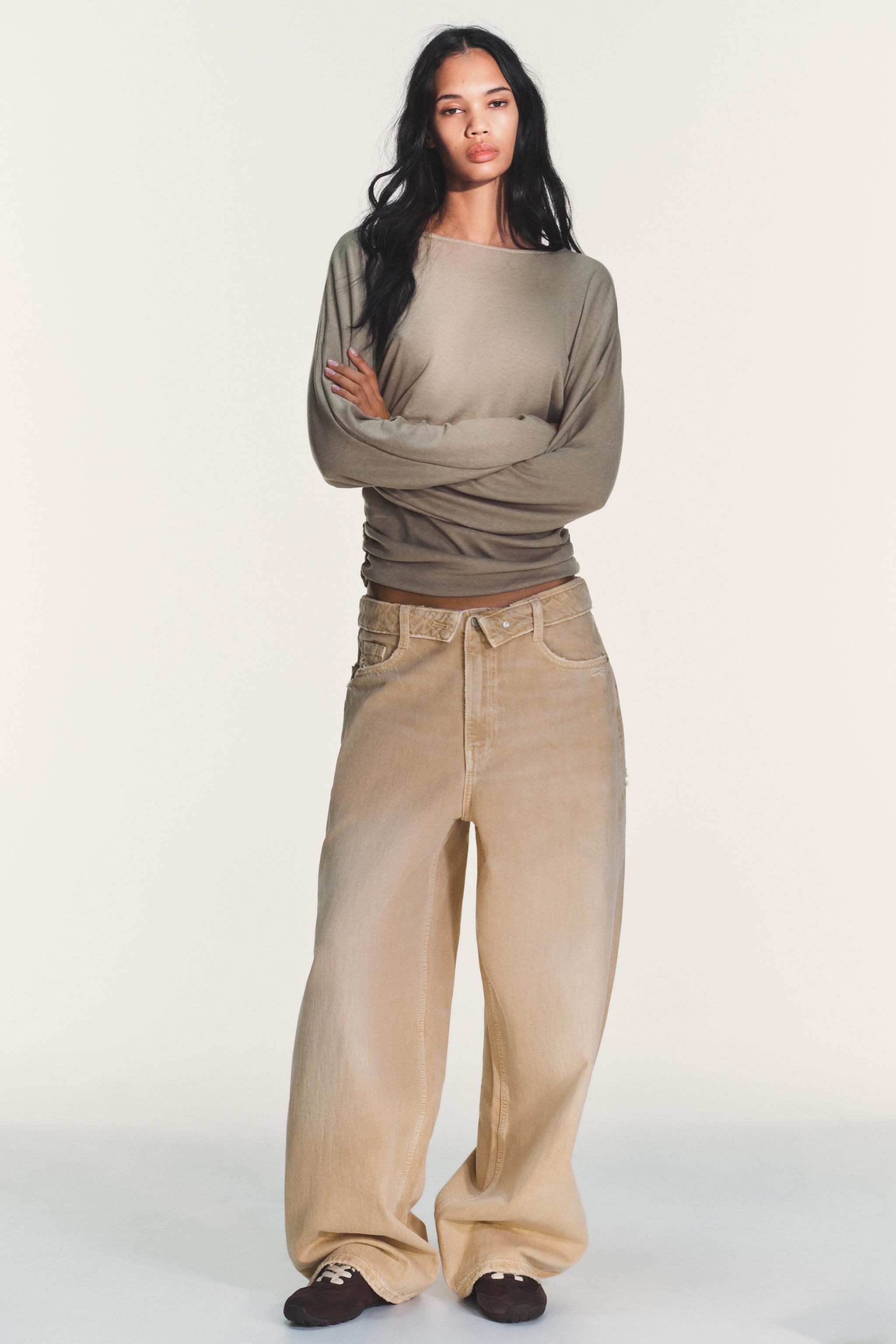 SIDE DRAPED T-SHIRT - Brown / Taupe | ZARA United States