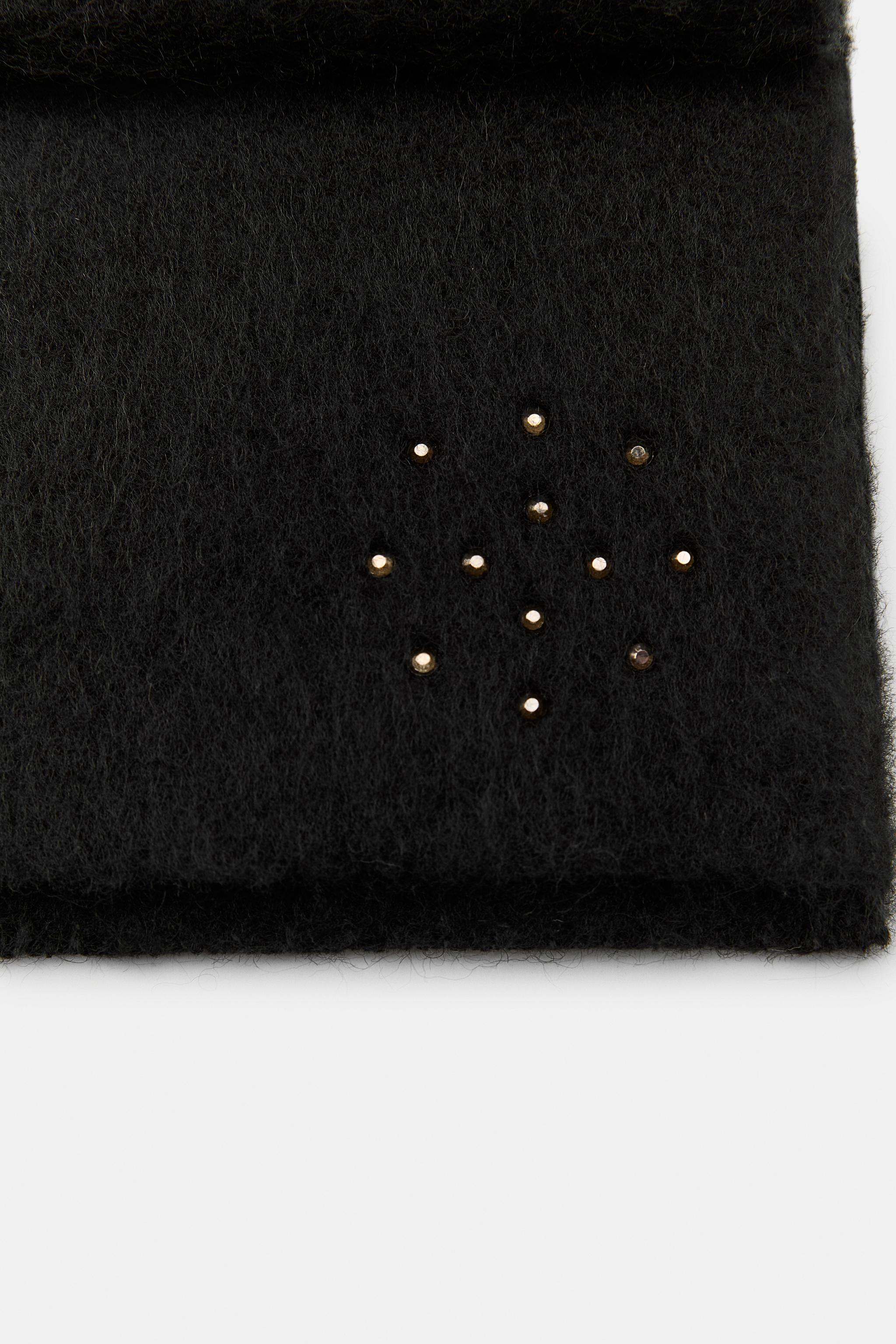 WOOL BLEND RHINESTONE SCARF