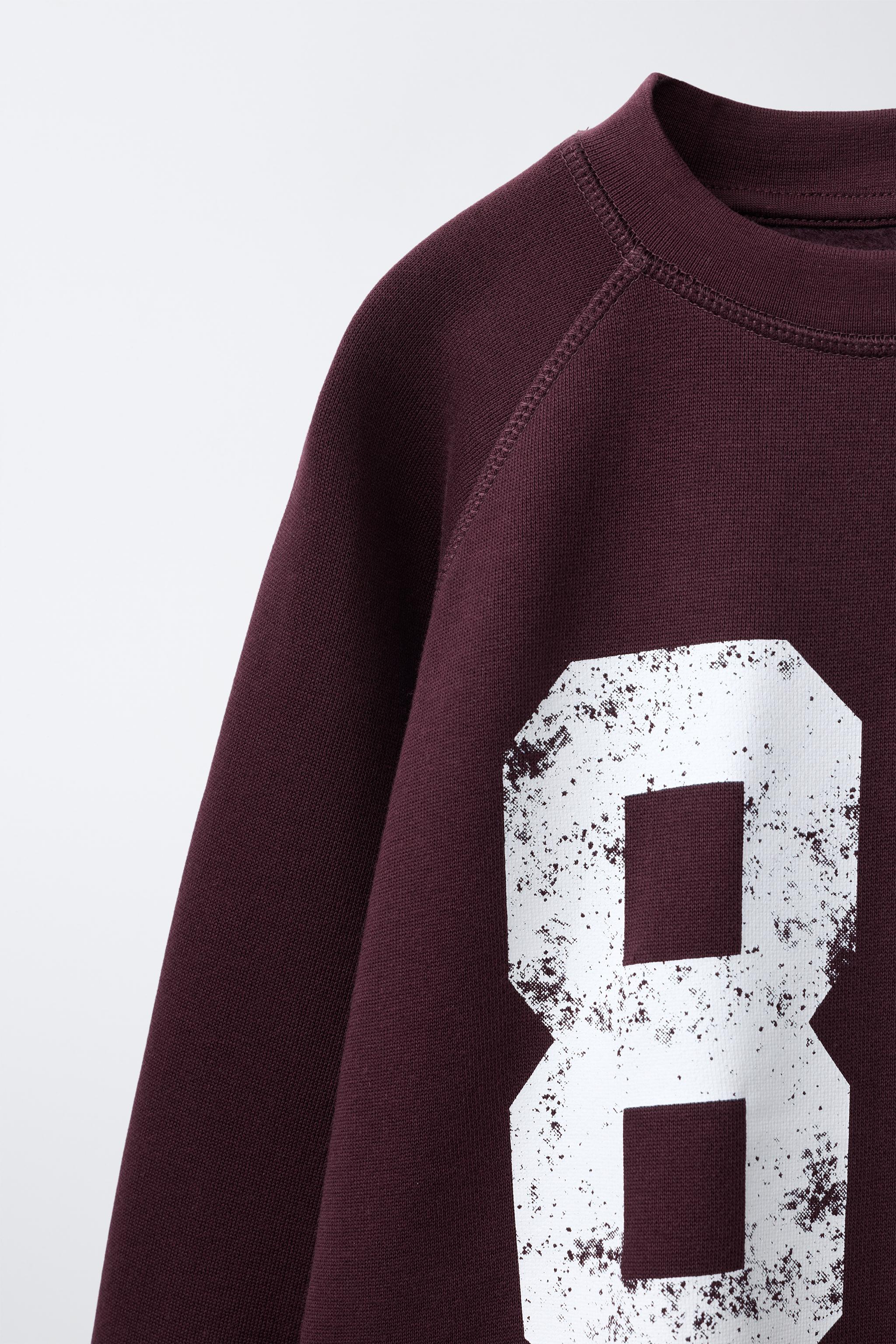 NUMBER PRINT SWEATSHIRT - Burgundy | ZARA United States
