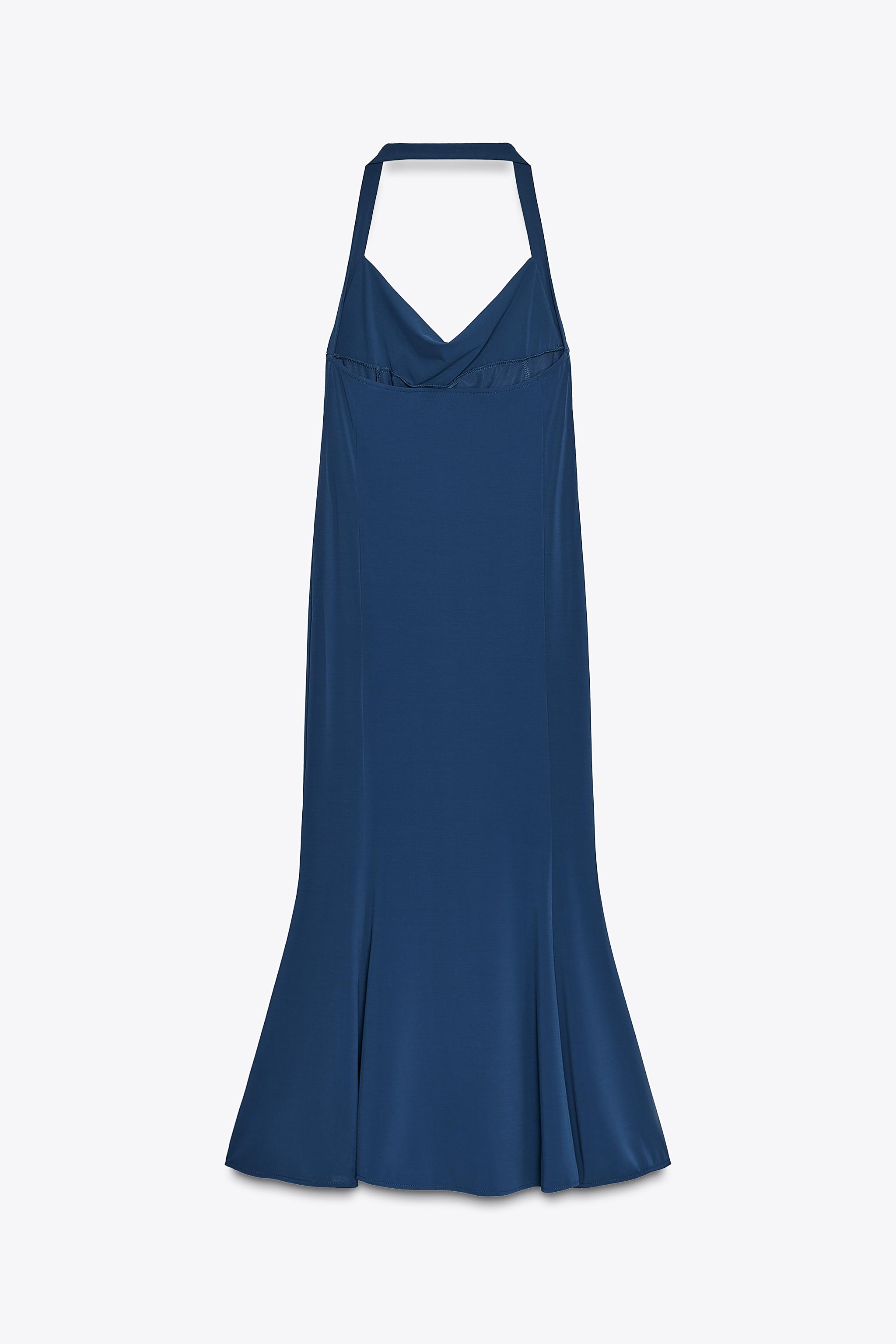 フルイドホルターネックワンピース - 濃青 | ZARA Japan / 日本