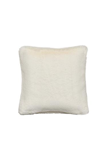 Zara FAUX FUR THROW PILLOW COVER - Oyster-white