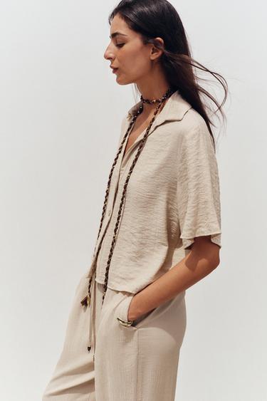 CHEMISE À MANCHES COURTES - Sable de Zara - Image 2
