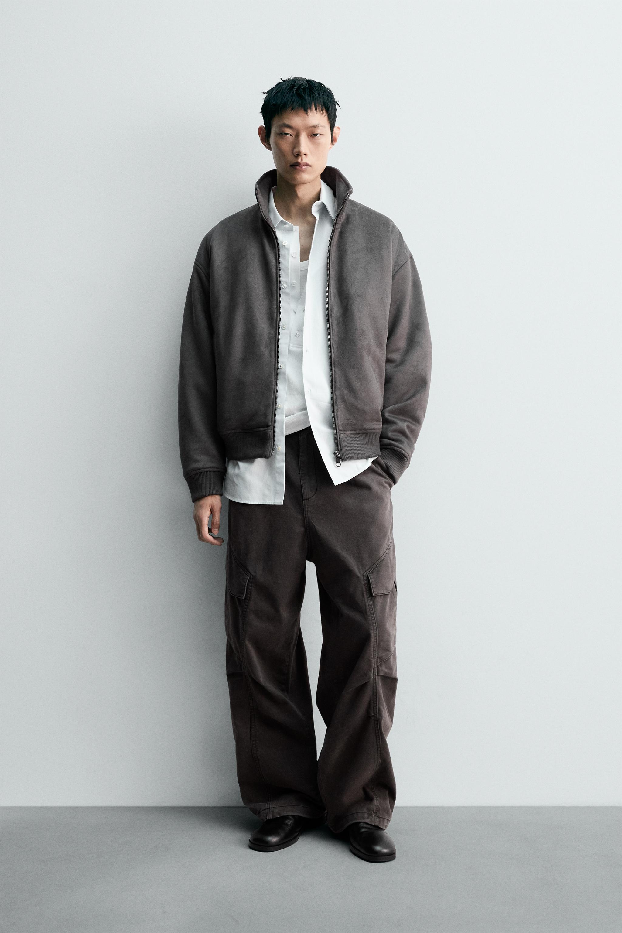 グレー スエードジャケット サイズ36 スエード調ノーカラーロング丈ジャケット - ベルーナ【公式】