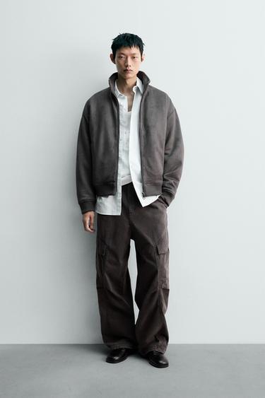 JAKET EFEK SUEDE - Abu-abu antrasit dari Zara