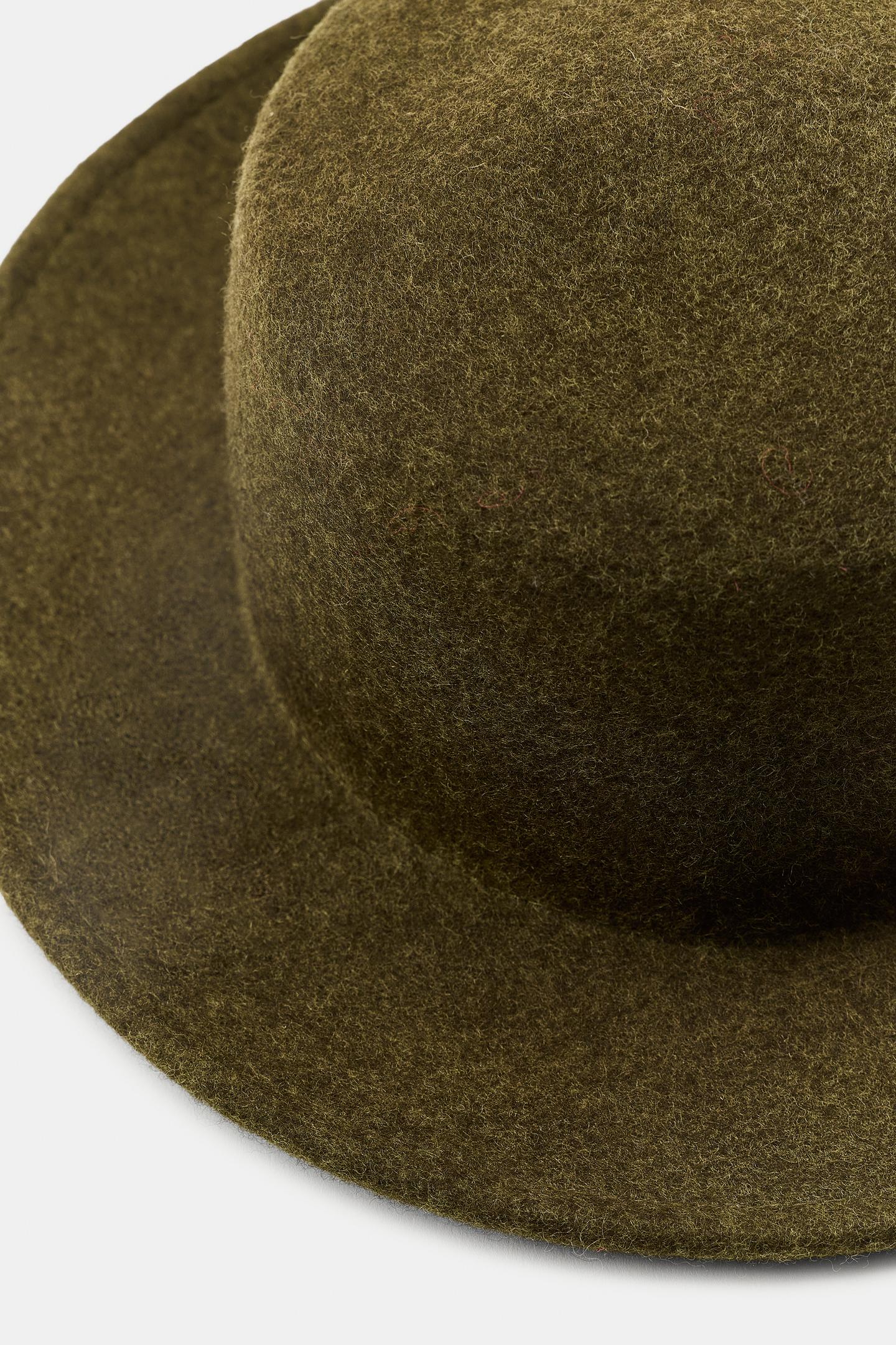 Женский головной убор Zara 100% Wool Felt Hat, цвет: Зелёный — фото 3