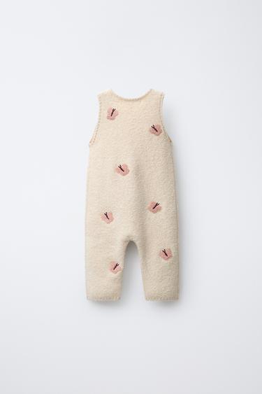 SALOPETTE EN MAILLE PAPILLONS BRODÉS - Beige clair de Zara - Image 1
