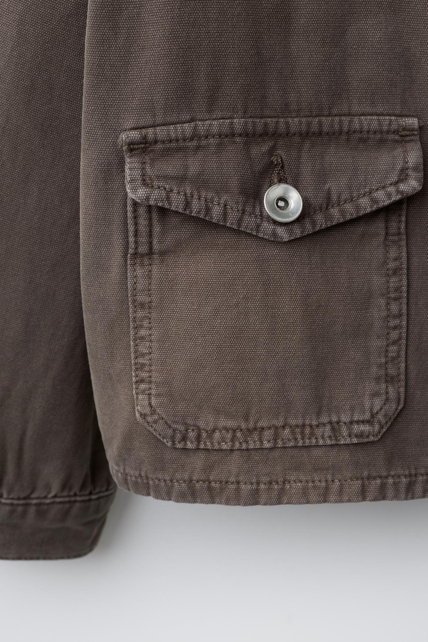 Детская рубашка Zara Canvas Pocket Overshirt, цвет: Коричневый — фото 5