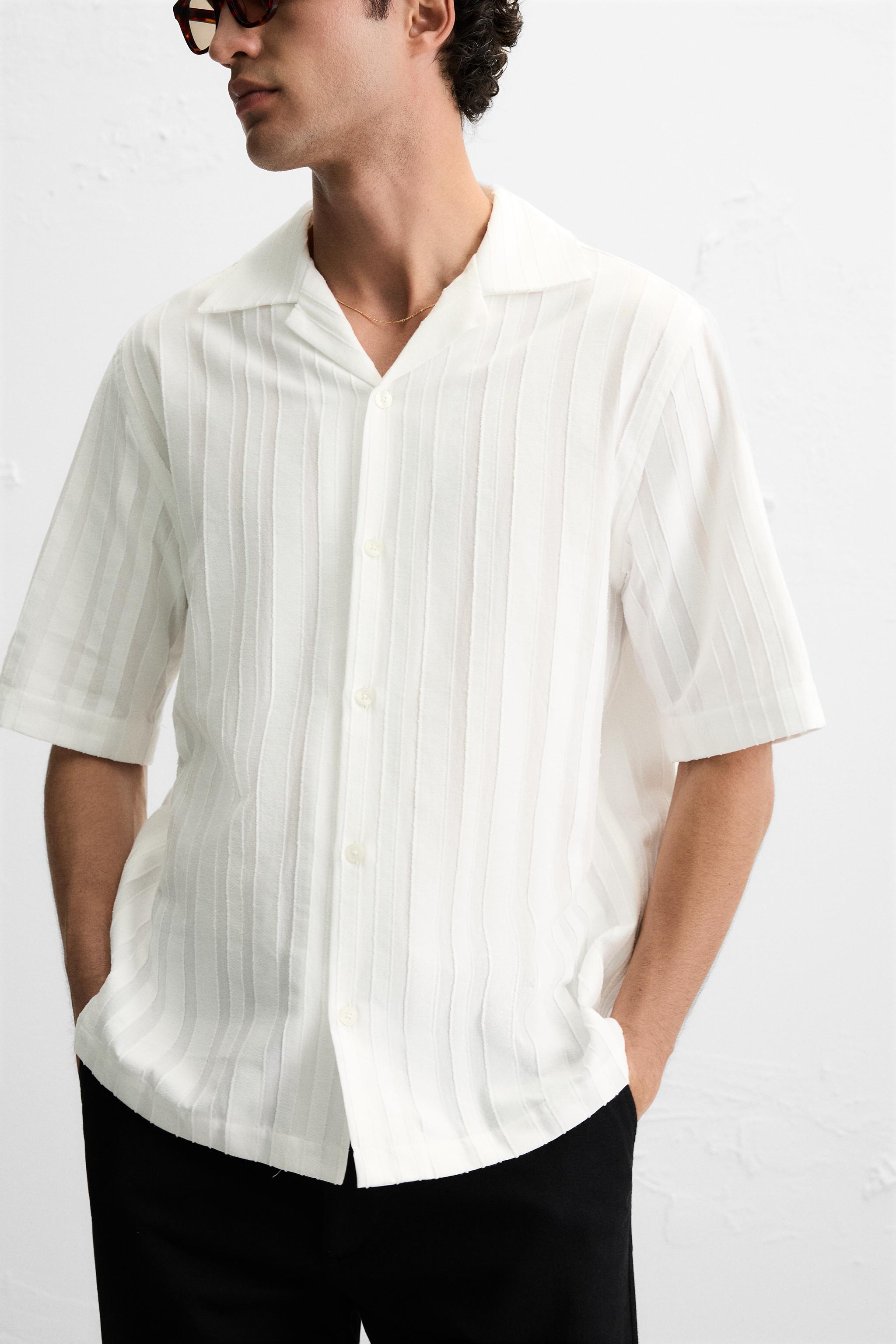 【ZARA】ジャカードコットン - ビスコースシャツ 5679/200/250 ジャカードコットン - ビスコースシャツ - ホワイト | ZARA